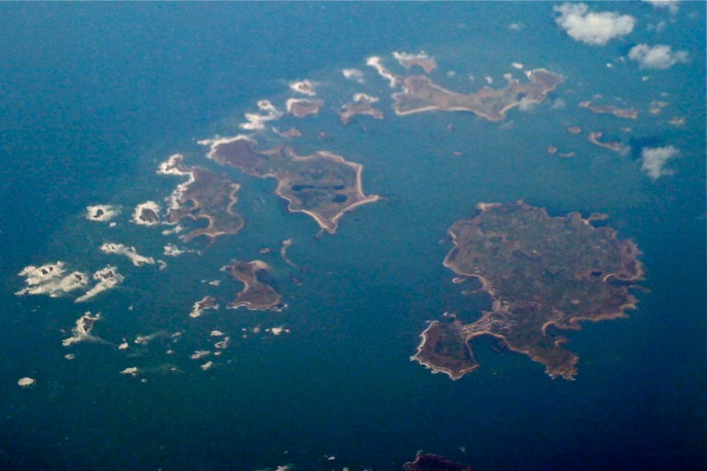 Aerial photo of the Scilly Isles